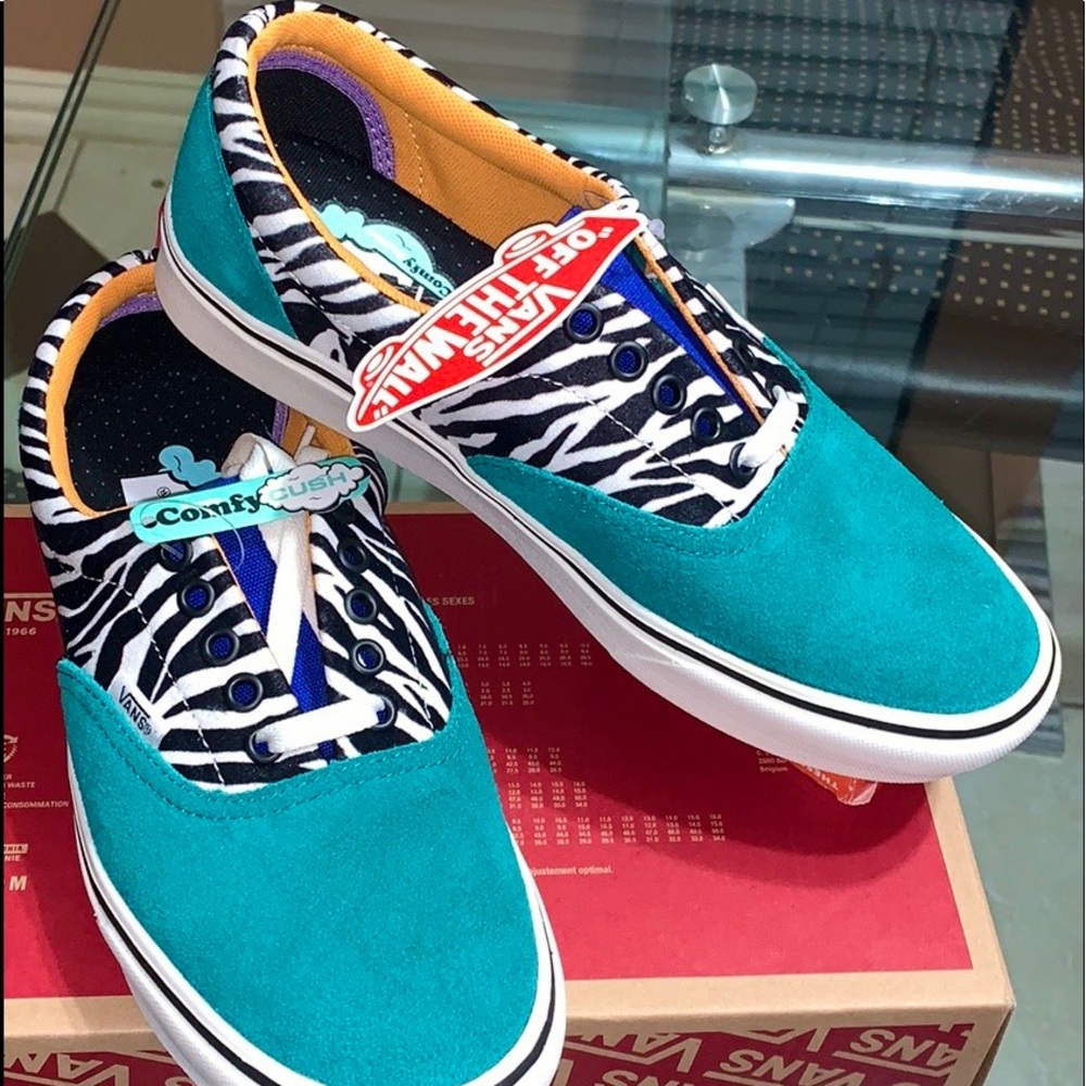 >💜COMFYCUSH ERA ZEBRA TIDEPOOL (GREEN) SUEDE THE WB ROYAL BLUE TONGUE BRAND NEW
